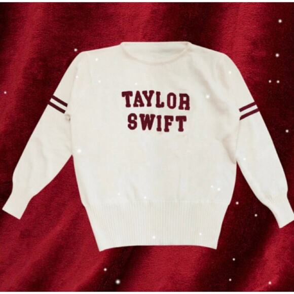 Taylor Swift Sweaters - Taylor Swift Red Taylor’s Version Vintage Ivory Letterman Sweater Sz MD N